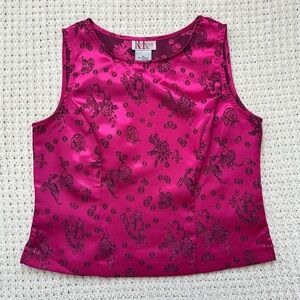 Y2K Fushica Floral Satin Sleeveless Silky Blouse B2